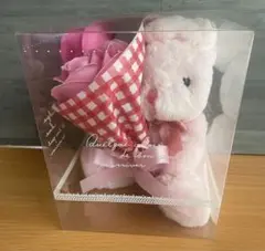 テメ白Ｂ　うさぎのぬいぐるみとプリザーブドフラワーセット