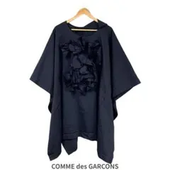 XS 상태좋음 COMME des GARCONS リボン 装飾 ケープ コート 紺