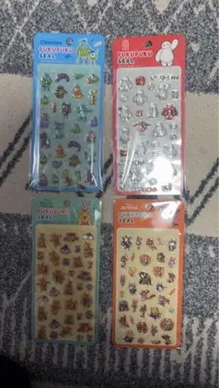 ディズニーキャラクターぷくぷくシール4枚セット