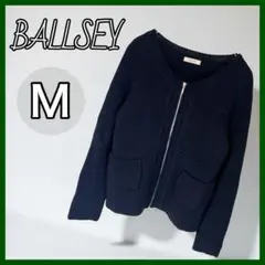 BALLSEY ノーカラージャケット Mサイズ 38 長袖 ウール ネイビー 紺