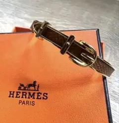 HERMES エルメス レザー×ゴールド バングル 箱付 未使用のサムネイル
