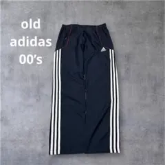 old 00s adidas ナイロン トラックパンツ ネイビー 赤パイピング