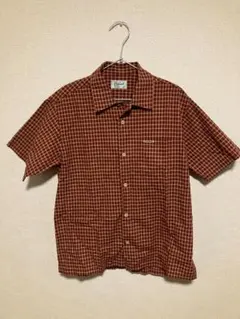 【CROCODILE】クロコダイル 半袖 チェックシャツ ボルドー ブラウン Mのサムネイル