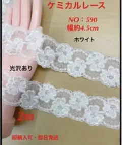 刺繍ケミカルレース　NO：590  幅約4.5cm✖️2m 即購入可能