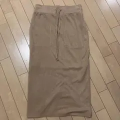 【美品】 リブニット ロングスカート ベージュ　Lサイズ