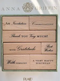 アンナグリフィンのハッピーワード木製スタンプ★ボックス入りお得で使える7個セット