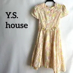 Y.S.house子供服ワンピース半袖160ドレスロングフレアピンク黄色リボン