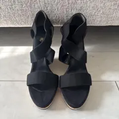 美品　ダイアナ　黒　ブラック　ウェッジサンダル オープントゥ　24.5cm