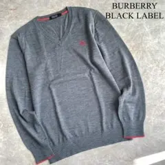 BURBERRY BLACK LABEL 羊毛 Ｖネック 長袖 ニット セーター