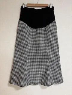 人気！お値下げ！マタニティ フレアスカート ブラックホワイトギンガムチェックL