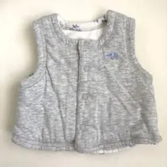 美品　グレー　象　刺繍　ベビーベスト　秋冬　男の子
