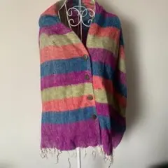 チチカカ☆カラフルレインボー★ポンチョ。ショール。