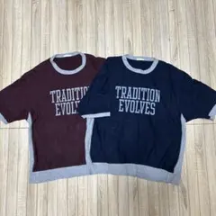 GU スウェット 半袖Tシャツ Sサイズ ネイビー エンジ 2枚セット