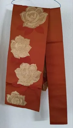 袋帯　オレンジ　花のサムネイル