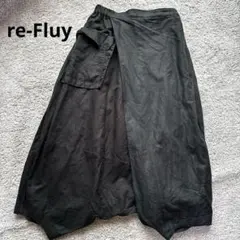 レフルイ　アコーレ　re-Fluy リネンサルエルパンツ　　総柄　ブラック　M