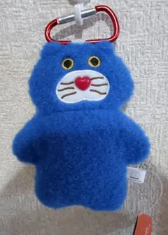 mojojojo　カラビナ付きぬいぐるみポーチ【ネコ青】