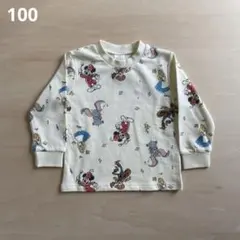 新品 100 ディズニー ミッキー 100周年 総柄 シンプル トレーナー 綿