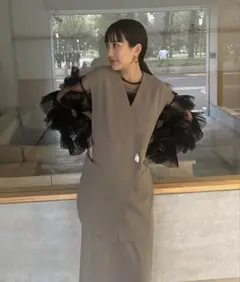 ANDRESSD バックシアージレセットアップ・デコラティブチュールトップス L