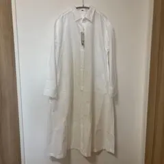 【ユニクロ UNIQLO】新品　コットンAライン　長袖シャツワンピース　白　M