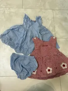 70cmワンピース　2着セット　petit main 西松屋　ギンガム　女の子