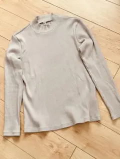 UNIQLO リブ レディース ライトグレー 長袖Tシャツ XL