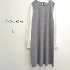 COLZA コルザ ハニーズ L ワンピース 千鳥格子 切り替え 長袖