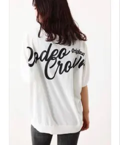 ロデオクラウンズ スクリプトBIGロゴドルマンニットトップス（ホワイト）