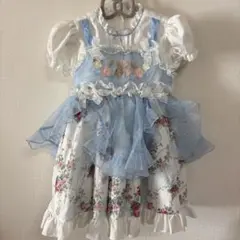 水色花柄　ドレス　130