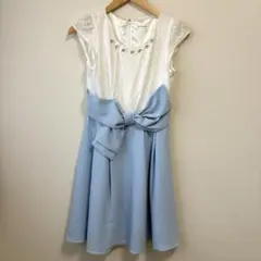 Rew de Rew ワンピース 38 M 水色リボン 白レース