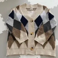 レディース ダイヤモンドパターン 長袖 カーディガン