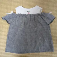 ギンガムチェック オフショルダー トップス