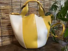 アニエスベー　agnesb バケツ型ショルダーバッグ イエロー ホワイト
