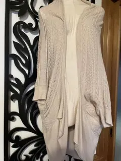 アーバンリサーチ　　ベージュ レース編み カーディガン 五分袖