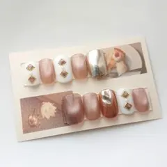 ネイル ネイルチップ 現品 ニュアンス マグネット ブラウン レトロ