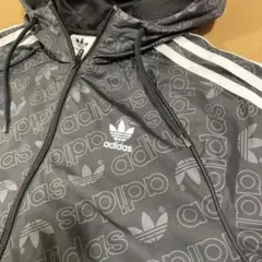 アディダス　総柄　ナイロンジャケット　ウインドブレーカー　フード　パーカー