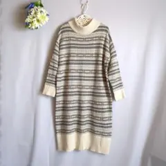 大幅値下げ済♪サマンサモスモス　ニットワンピース　フェアアイル柄　グレー系　Ｆ