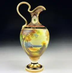 オールドノリタケ シュガーポット プレート 皿 コバルト 金彩盛上風景白鳥 オールドノリタケ シュガーポット プレート 皿 コバルト 金彩盛上風景