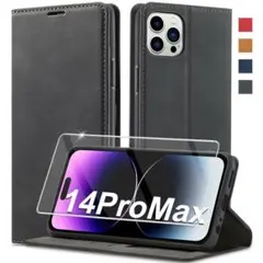 iPhone14ProMAX 手帳型 ケース 画面 ガラス フィルム セット