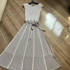 ノースリーブニットワンピース ピンクベージュ