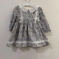 ブルーの小花柄ワンピース　90cm