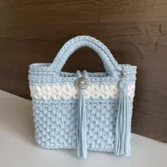 ズパゲッティ♡ロシアヤーン♡マルシェバッグ♡トートバッグ♡花柄模様