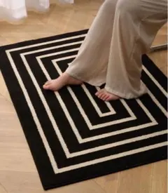 幾何学模様のストライプマット 120cm x 80cm