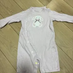 après les cours ピンク色 ウサギ刺繍ロンパース 70cm