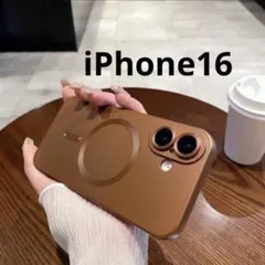iPhone16スマホケース　MagSafeマグセーフ　レンズ保護　ブラウン