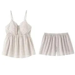 コットンドビー織りチェック　トランクス　キャミ　ＸＬ　アイボリーチェックのサムネイル
