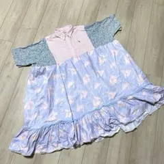 一点物　古着リメイク　ワンピース ポロラルフローレン　刺繍　オーバーサイズ