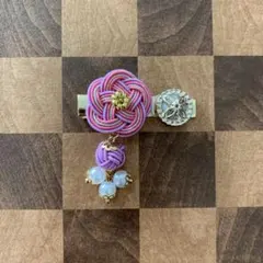 水引き　ヘアクリップ（ピンクグラデ）