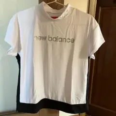 new balance レディース半袖シャツ ホワイト/ブラック