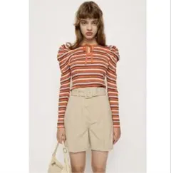 SLY オレンジ系ストライプ 長袖トップス M