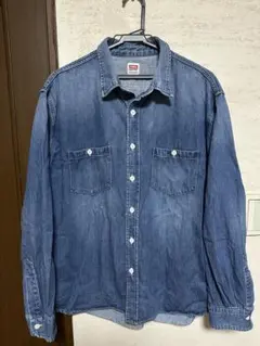 EDWIN デニムブルー メンズ長袖シャツ Lサイズ